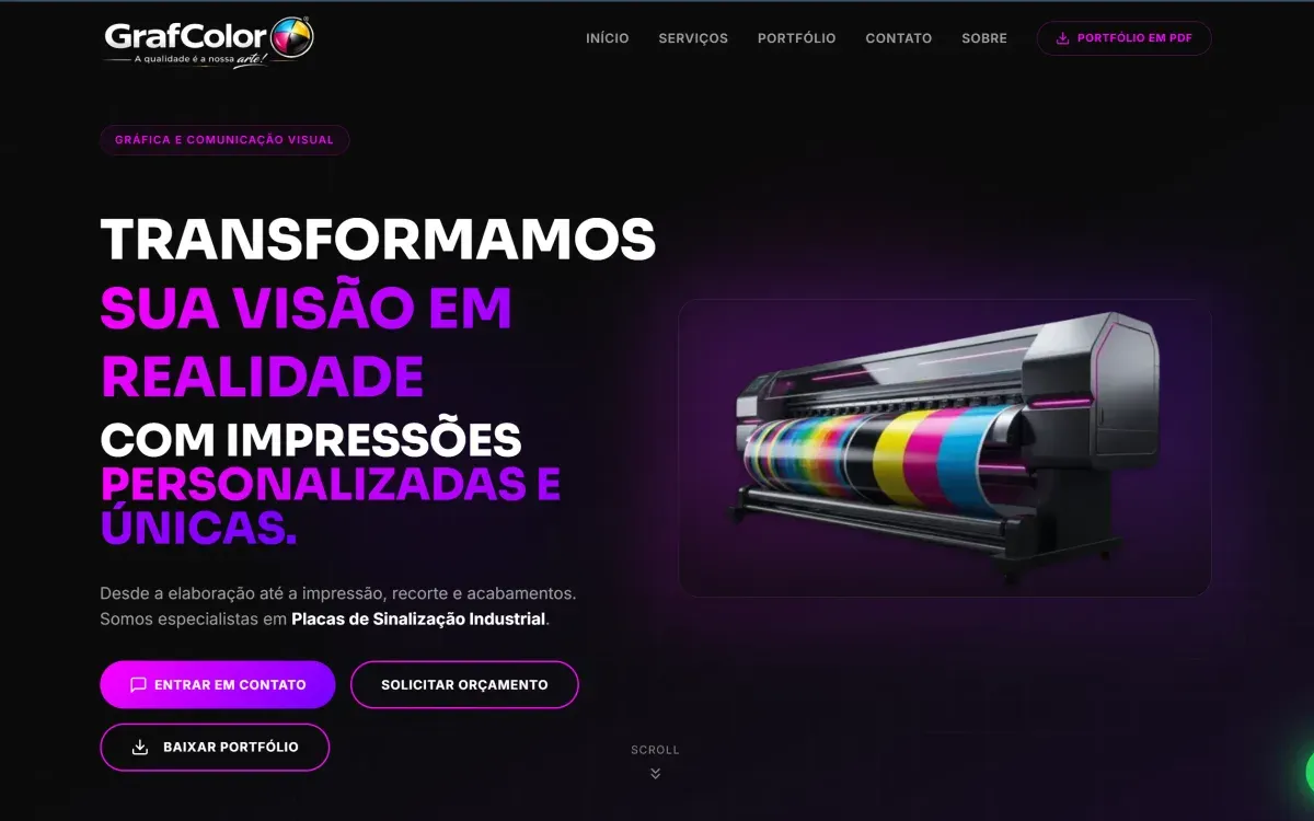 Site GrafColor ACZ desenvolvido pela Moggy Cloud Agency